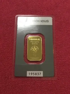 Tradera 10 gram Heraeus Guldtacka| Andre Mønter & Sedler