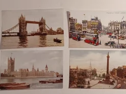 Tradera 4 äldre vykort från London Tower Bridge Houses of Parliament Piccadilly Circus| Verden Undtagen De Nordiske Lande