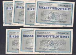 Tradera 7 lottsedlar, Riksskyttelotteriet 1938> Lotterier & Lodsedler