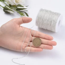 Tradera 1 meter Kabelkedja i Silverplätering| Smykkefremstilling