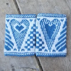 Tradera 1 par stickade pulsvärmare, handledsvärmare, fingerlösa vantar, hjärta| Andet Håndlavet