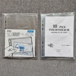 Tradera 20 plastfickor till vykortsalbum i oöppnade förpackningar. Plats för 80 vykort| Album & Tilbehør