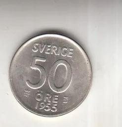 Tradera 50 öre 1955 0-| Svenske Mønter