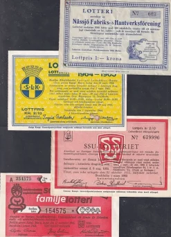 Tradera 4 st gamla lottsedlar bla SSU 1955 och Locknevi Norra SLU 1953> Lotterier & Lodsedler
