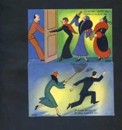 Tradera 2 stiliserade läckert färgsatta Skottårskort sign HELLFRID SELLDIN 1930tal?| Generelle Motiver