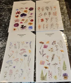 Tradera 4 x Pressade blombilder klistermärken| Scrapbøger