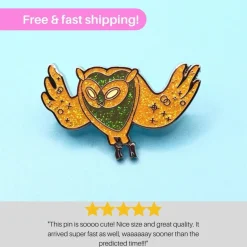 Online Adventure Time Cosmic Owl Enamel Pin - Glittering Pearlescent Pin Stofmærker & Pins