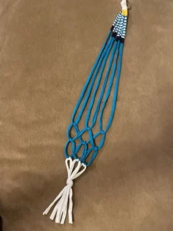 Tradera ampel, plant hanger, makrame, gul/blå/vit 13-15cm| Andet Til Haven