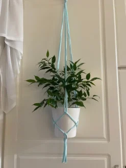 Tradera ampel, plant hanger, makrame, ljusblå 13-15 cm| Andet Til Haven