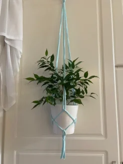 Tradera ampel, plant hanger, makrame, ljusblå 16-20 cm| Andet Til Haven