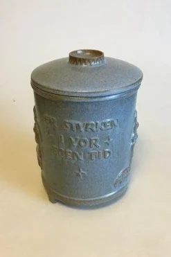 Store Anker Keramik Blå stentøjskrukke med låg Orientalsk Kunst Og Porcelæn