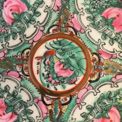 Best Sale Antikt kinesiskt fat med bård i guld, Macau Orientalsk Kunst Og Porcelæn