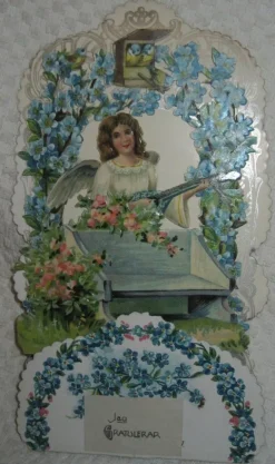 Tradera Antikt uppfällbart gratulationskort m. ängel, 1900-20-tal samlarobjekt, kuriosa| Generelle Motiver