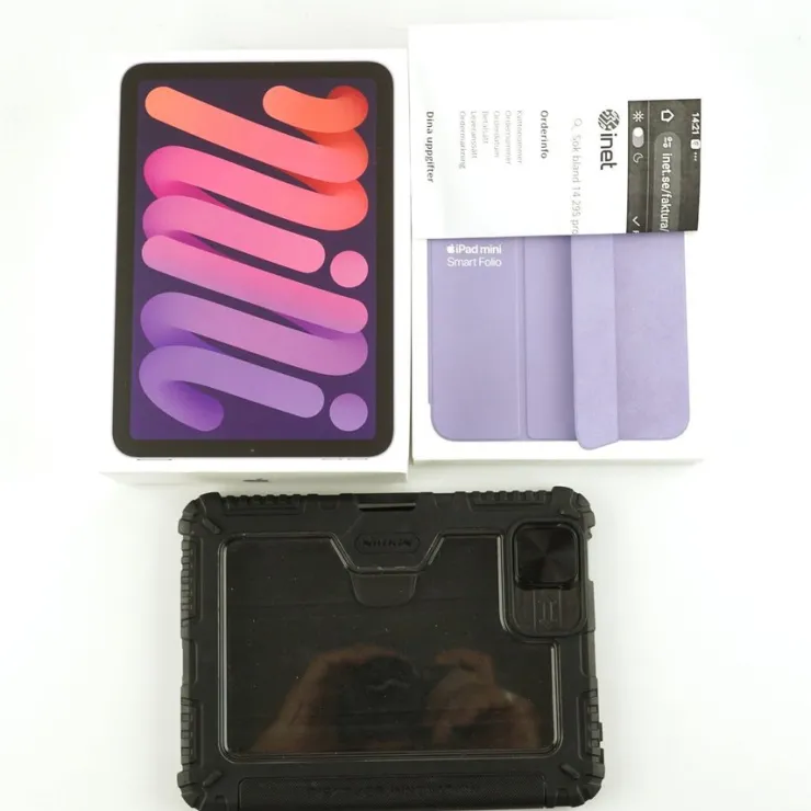 Tradera Apple iPad mini A2568 (2021) 5G 256GB lila, s.nr: LV9GCQTJRO, USB-kabel, adapte> Tablets
