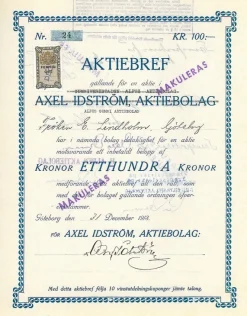 Tradera Axel Idström, AB, Alpus Gummi AB| Andre Mønter & Sedler