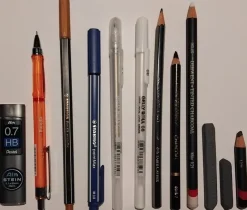 Tradera Blandat konstnärsmaterial (blyerts, fiber, filt, gel, kol)| Kunstnerartikler