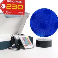 Tradera 3D Effekt Fotboll Nattlampa – Visuell Illusion, 16 Färger med Fjärrkontroll| Lamper