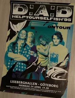 Tradera D-A-D konsertaffisch - Helpyourselfish'95 turné Göteborg| Musikplakater