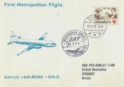 Tradera DANMARK, SAS brev 1sta Metropolitan Århus-Aalborg-Oslo 1970| Resten Af Verden