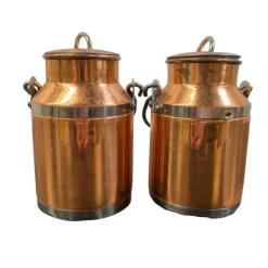 New Dorre Kopparburk 2st Burk med Lock Vintage Stämplad Kobbergenstande