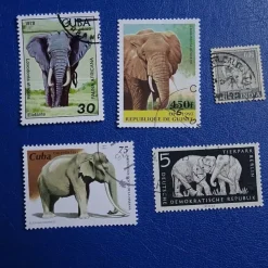 Tradera Elefanter , 5 st frimärken , olika länder| Flere Lande