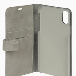 Tradera Essentials iPhone X/XS Plånboksväska i äkta läder för 3 kort grå> Mobiltilbehør