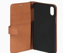 Tradera Essentials iPhone X/XS Plånboksväska i äkta läder för 3 kort ljusbrun> Mobiltilbehør