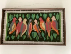 Tradera Flamskvävnad Väggbonad med fåglar signerad R| Dekorationer