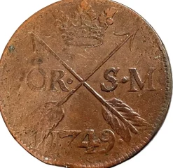 Tradera Fredrik I - 2 Öre SM 1749 - Fin lyster| Svenske Mønter