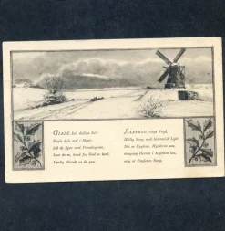 Tradera Glade Jul Dejligt Jul Danskt kort Vntervy med väderkvarn stpl JEGINDÖ 1934| Nordiske Lande