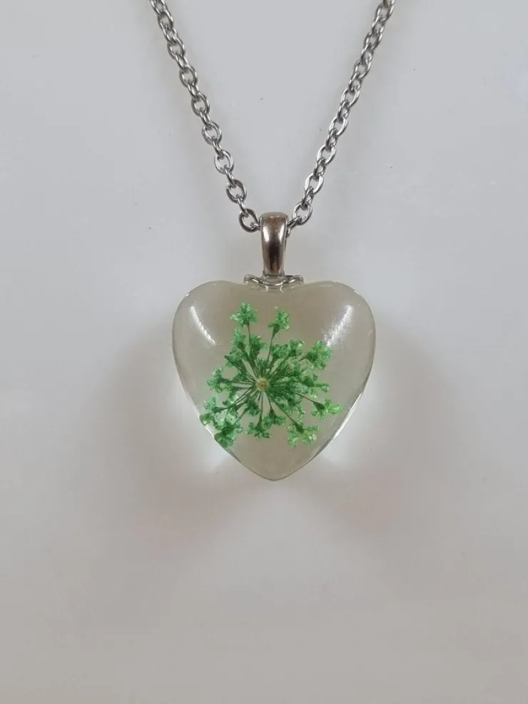 Tradera Halsband i rostfritt stål med fin berlock i glas (grön)| Smykker