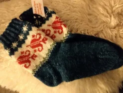 Tradera Handstickade strumpor, ull, ullmix, nordiska mönster, 39-40, hantverk| Tøj