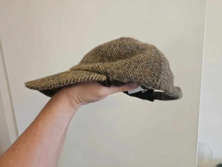 Store HARRIS TWEED Keps / Flat cap Brun ONESIZE (Max 59) 100% ULL Mkt gott skick Hovedbeklædning