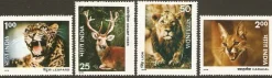 Tradera Indien Hjort lejon leopard katt caracal Mi 691-94 xx| Asien