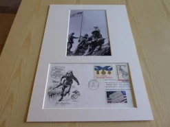 Tradera Iwo Jima WWII U.S. Marine Corps fotografi & förstadagsbrev passepartout A4| Nordamerika