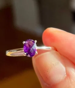 Tradera Justerbar ring i Amestist i 925 sterling silver| New Age