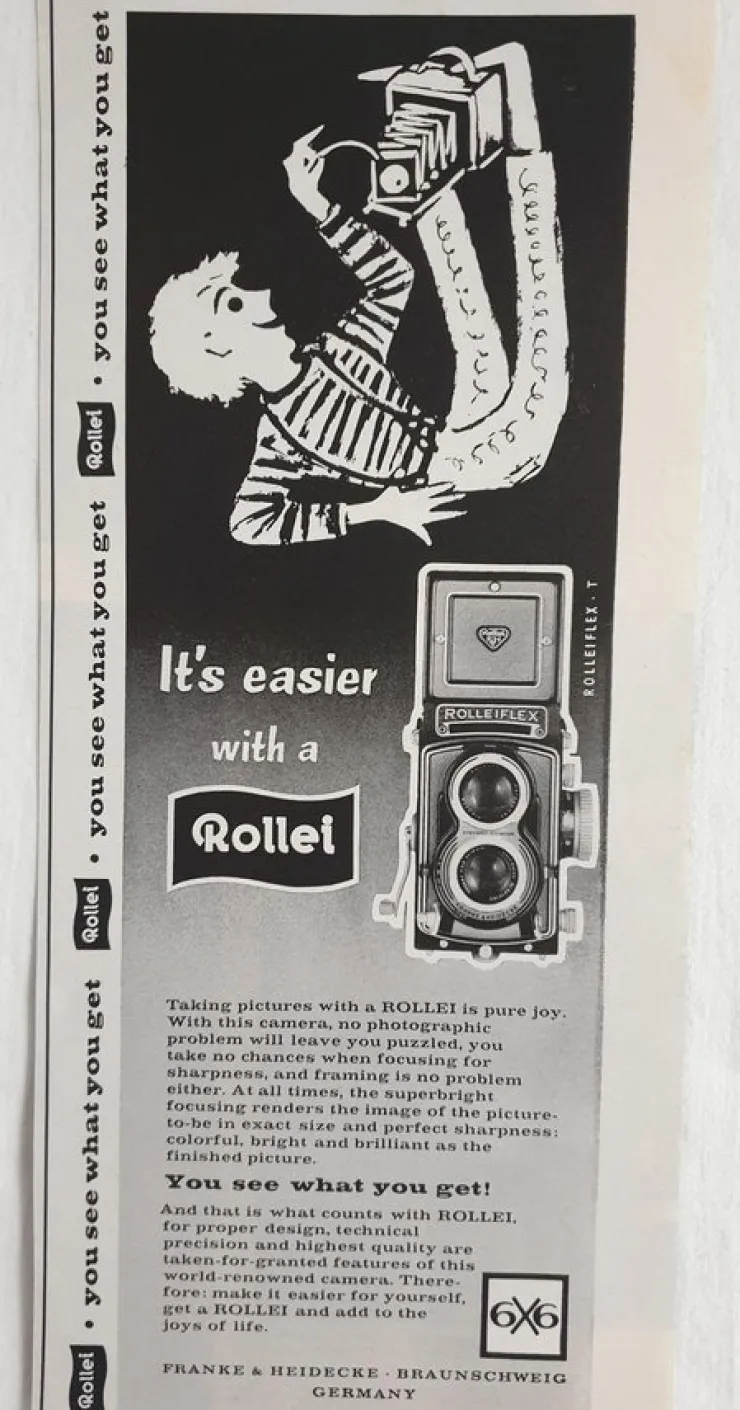 Tradera Kamera It's easier with a Rollei Rolleiflex T reklamannons fr 1959| Andet Optisk Udstyr