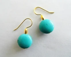 Tradera klassisk form ÖRHÄNGEN GP örkrokar med naturliga äkta stenar TURKOS> Ædelsten