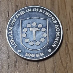 Tradera 100kr lokalmynt Olofström. Silvermynt.| Andre Mønter & Sedler