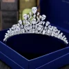 Store Kristall bröllop hår krona tiara handgjort Bryllupstilbehør