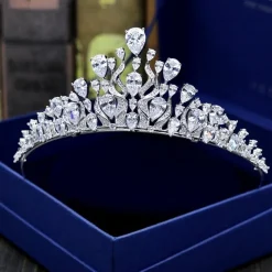 Store Kristall bröllop hår krona tiara handgjort Bryllupstilbehør