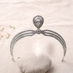 Store Kristall CZ bröllop hår krona tiara Bryllupstilbehør
