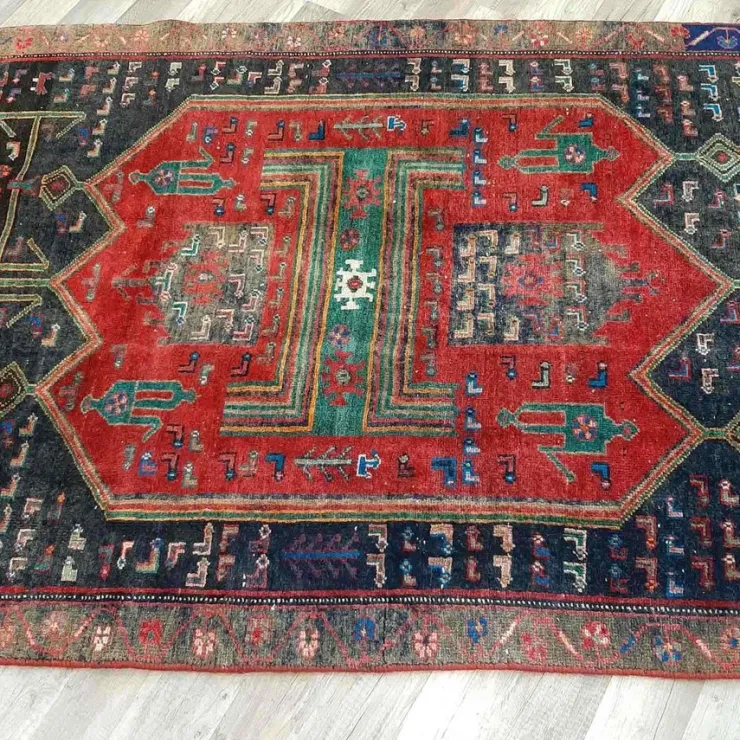 Best Sale Äkta Vintage matta ca: 246x114 cm - 100% ull - Tvättad & klart - Handknuten Gulvtæpper