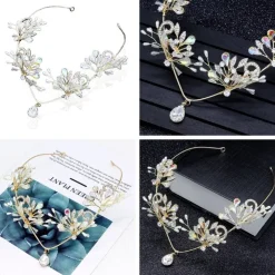 Flash Sale Kvinnor hårband bröllop diadem pärla Kristall TIARA Bryllupstilbehør