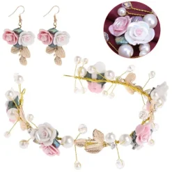 Sale Kvinnor hårband bröllop diadem pärla Kristall SET Bryllupstilbehør