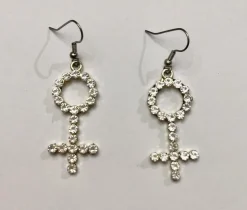 Tradera KVINNOSYMBOLEN i STRASS som örhängen - NYA> Øreringe