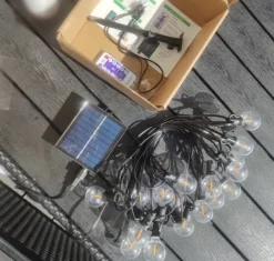 Tradera 10m 20 LEDs utomhus solar ljusslinga med solpanel och fjärrkontroll,99% ny skick| Havedekorationer