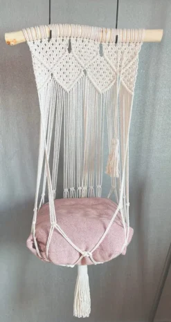 Tradera Makramé, katt gunga| Andet Håndlavet