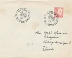 Tradera Minnespoststämpel Laholm 25 Års Lagaholmsspel 1957| Sverige