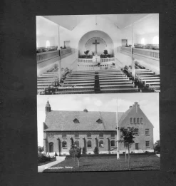 Tradera Missionskapellet Åstorp Exteriör och interiör 2vykort gissar 1930-40tal| Svenske Landskaber